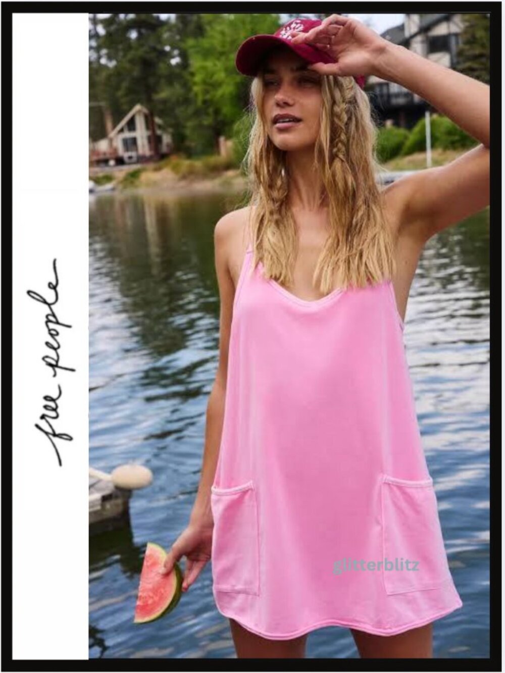 Free People Hot Shot Mini Dress 💖  PINK ICING - XL NWT
